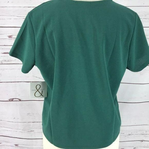 New And Next Womans Young Contemporary‎ Vneck Business Office Green Blouse Large - Picture 5 of 7